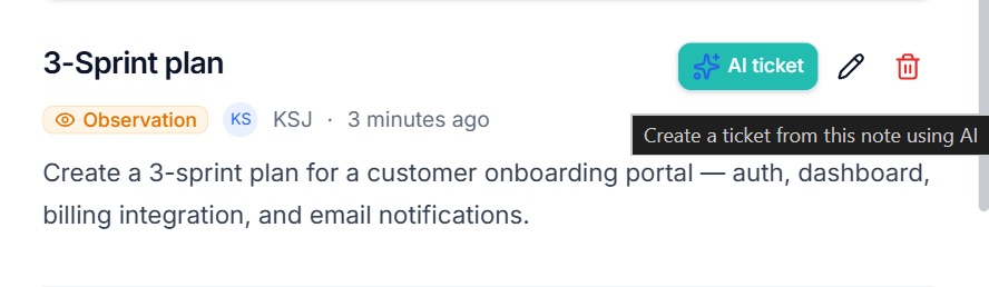 AI ticket generation